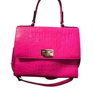 Kate Spade New York Doris Croc Embossed 3 Way Bag HOT PINK